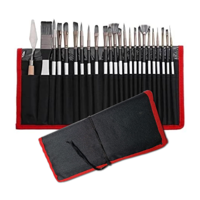 Set De Pinceles X 24 Piezas Estuche Negro | Bartola Artística