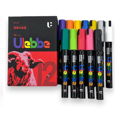 Marcadores Acrilicos Ulebbe X 12 Colores | Bartola Artística
