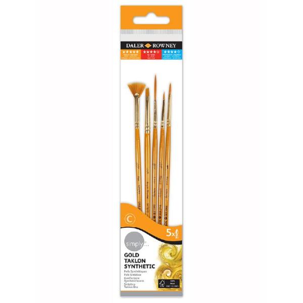 Set De Pinceles Para Acrílico Simply Daler X 5 Unidades
