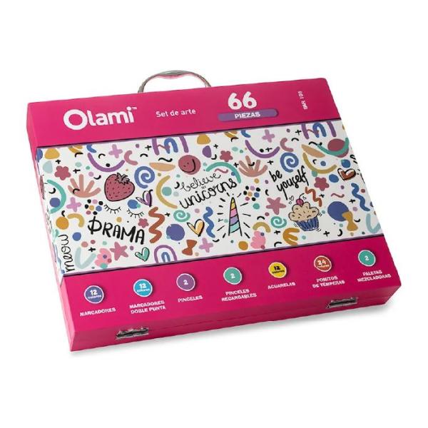 Valija De Arte Olami 66 Piezas (Rosa)
