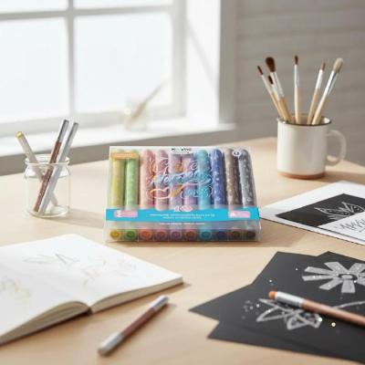 Resaltadores Mooving Metálicos Glitter X 10 Colores | Bartola Artística