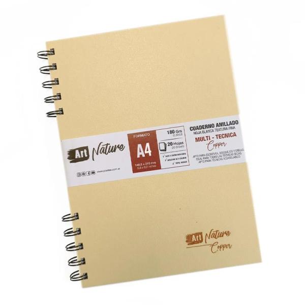 CUADERNO ANILLADO COPPER A4 TAPA DURA 180 G 20 H