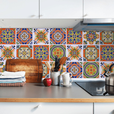 Vinilo Azulejos Autoadhesivos Naranja 15x15 Cm | Bartola Artística