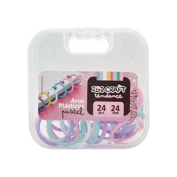 AROS PLASTICOS 4 COLORES PASTELES 24 MM X 24 PCS