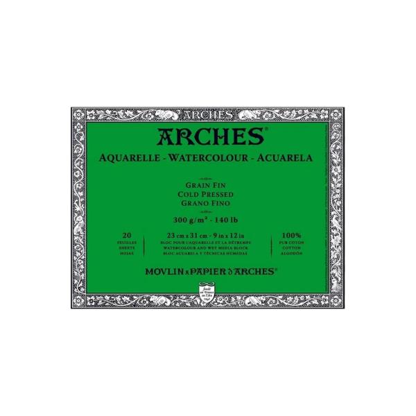BLOCK ARCHES 300 GRS 20 H GRANO FINO 23 X 31 CM 100% ALGODON