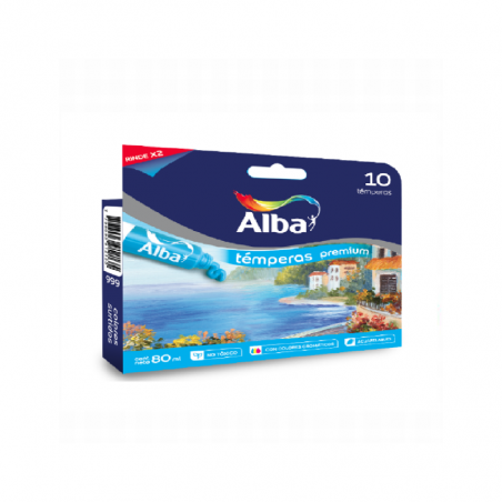 Tempera Alba Premium X 10 Colores De 8 ml