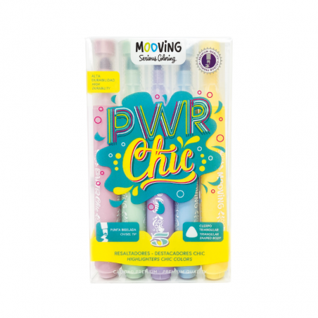 Resaltador PWR Chic X 5 Mooving Colores Pastel