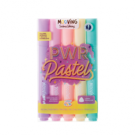 Resaltador PWR Pastel Mooving X 5 Colores