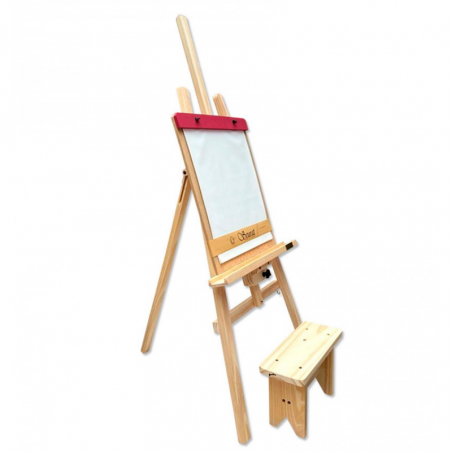 Atril Infantil Seurat Con Rotafolio Y Banco Sin Lustrar