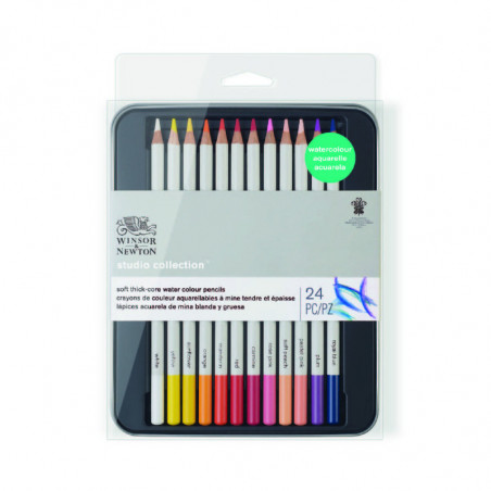 Lápices Acuarelables Lata Winsor X 24 Colores