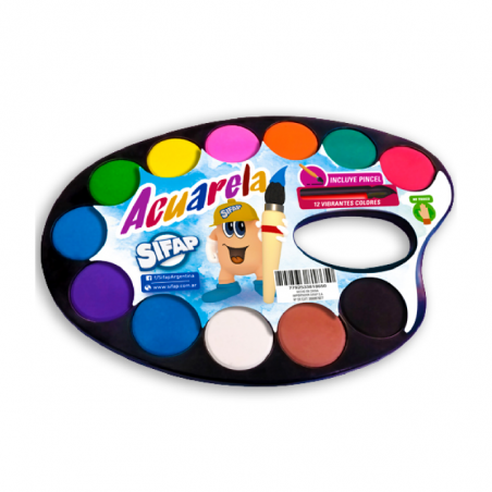 Acuarela Con Paleta Sifap X 12 Colores