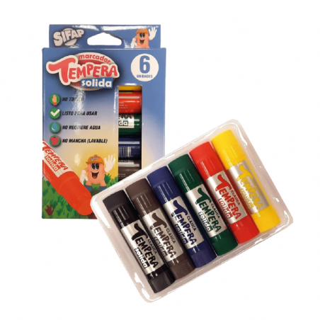 Tempera Solida Sifap Clásica X 6 Colores