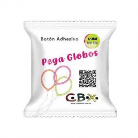 Botón Adhesivo Pega Globo Cbx 12 Mm X 100 Unidades