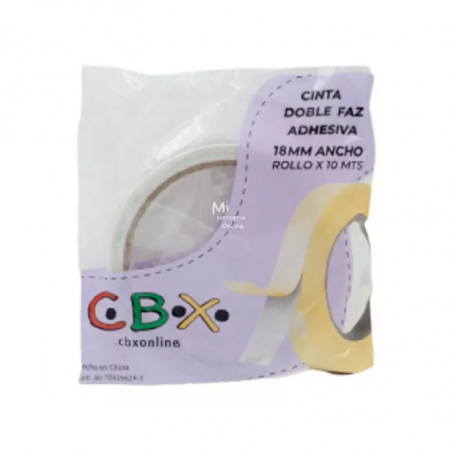 Cinta Adhesiva Cbx Doble Faz 18 Mm X 10 Mts