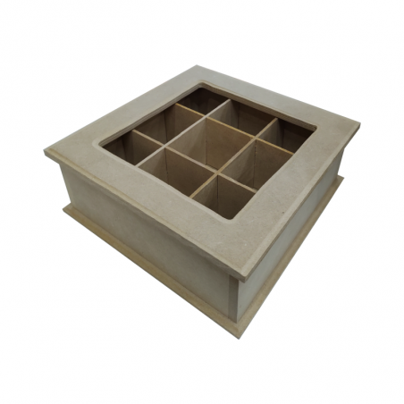 Caja De Te X 9 De Fibrofácil Con Bisagra Y Tapa Vidrio