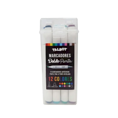 Marcador Doble Punta Valija X 12 Colores