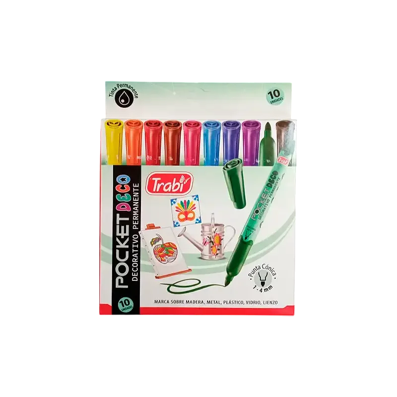 Marcador Pocket Deco Permanente x 10 Colores | Bartola Artística