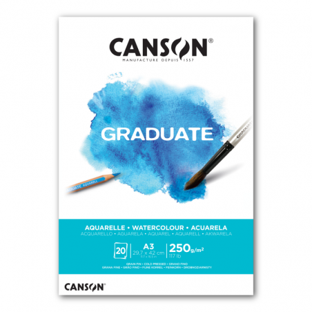 Block Graduate Acuarela Canson X 20 Hjs 250 Grs A3