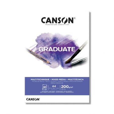 Block Graduate Multitécnica Canson X 20 Hjs 200 Grs A4