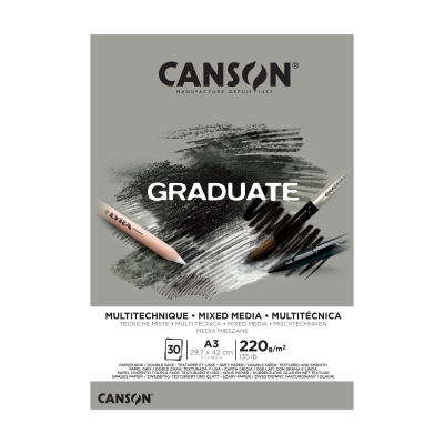 Block Graduate Papel Gris Multitécnica X 30 Hjs 220 Grs A4